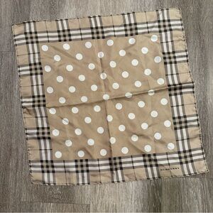 Burberry Beige Polka Dot and Checkered Scarf